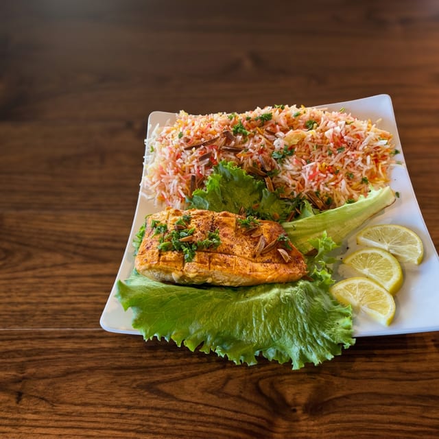 Grilled Salmon on Fire.