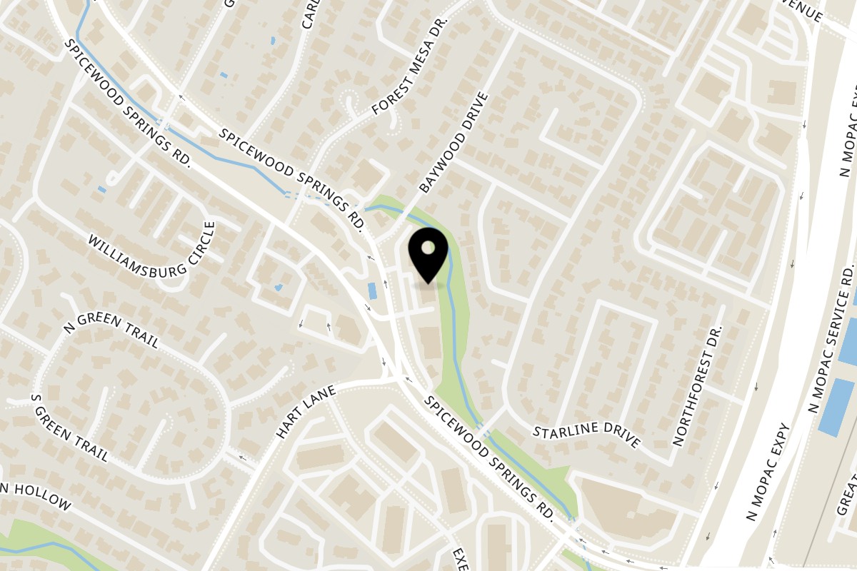 Map showing the location of Old Jerusalem on 3808 Spicewood Springs Rd #104 in Austin
